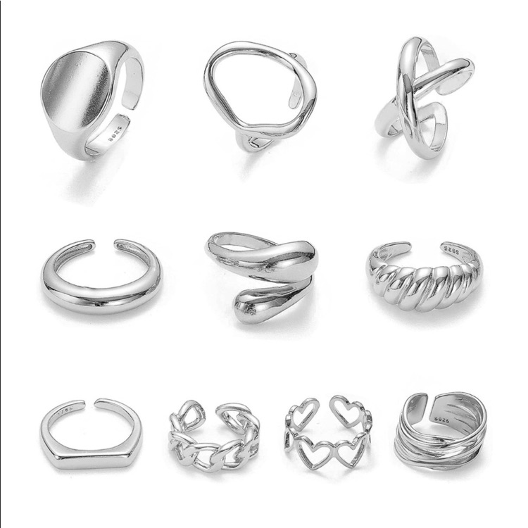 Silver Adjustable Rings Stackable